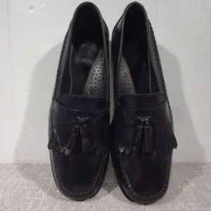 Bass Flex Peterman Mens Size 10M US Black Leather Tassel Slip On Loafers Shoes
