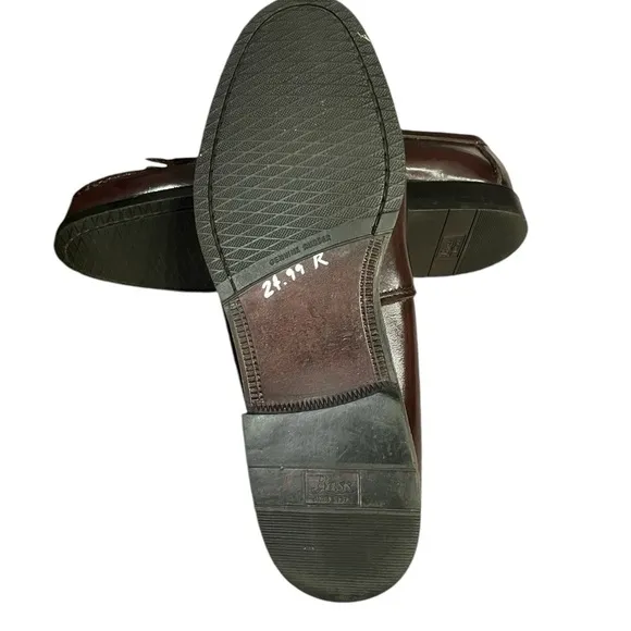 Bass Loafers Burgundy Leather Tassels Size 9