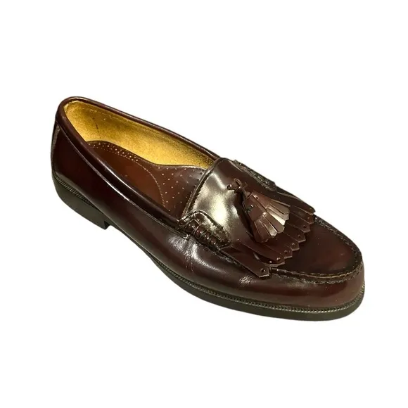Bass Loafers Burgundy Leather Tassels Size 9