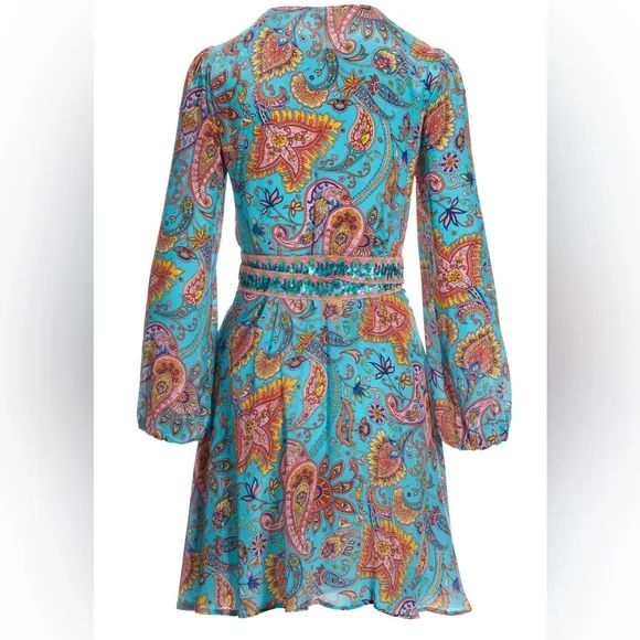 Beach Paisley Embellished Printed Wrap Dress