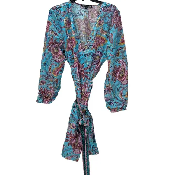 Beach Paisley Embellished Printed Wrap Dress