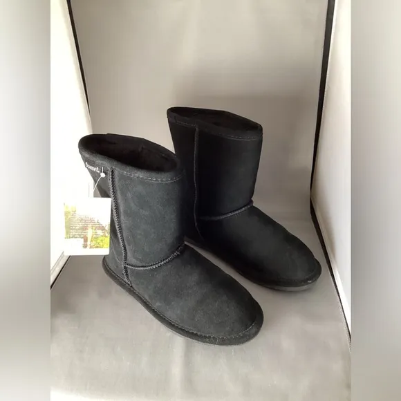 BearPaw black Emma suede pull on youth boots
