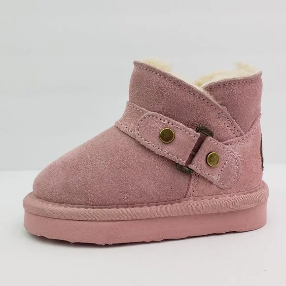 Bearpaw Haley Baby Toddler Girls Size 6 Pink Suede Pull On Wool Blend Boots