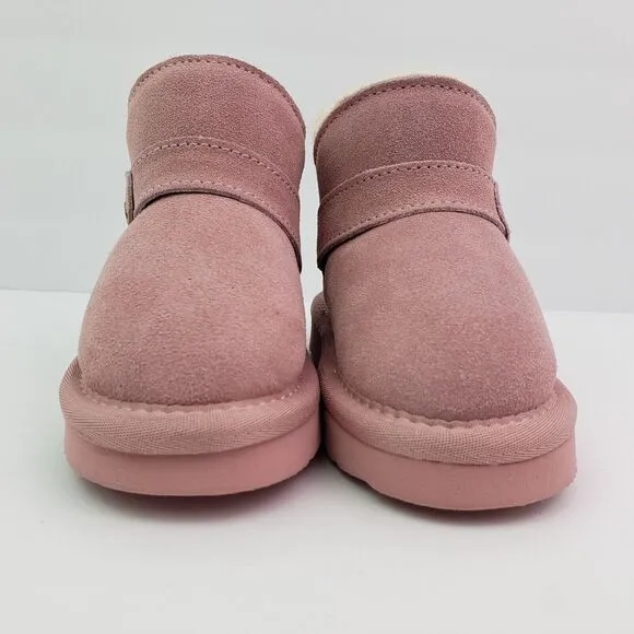 Bearpaw Haley Baby Toddler Girls Size 6 Pink Suede Pull On Wool Blend Boots
