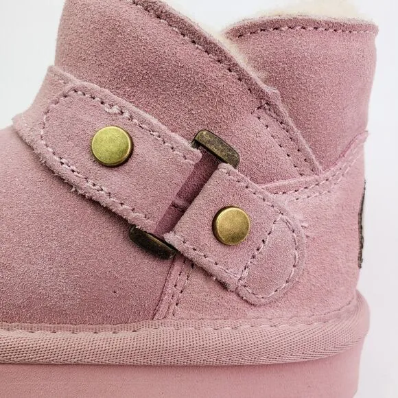 Bearpaw Haley Baby Toddler Girls Size 6 Pink Suede Pull On Wool Blend Boots