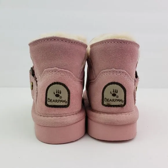 Bearpaw Haley Baby Toddler Girls Size 6 Pink Suede Pull On Wool Blend Boots