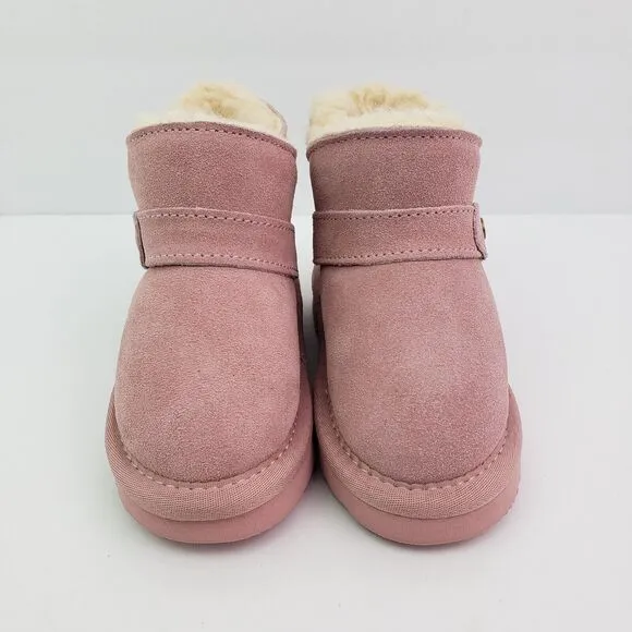 Bearpaw Haley Baby Toddler Girls Size 6 Pink Suede Pull On Wool Blend Boots