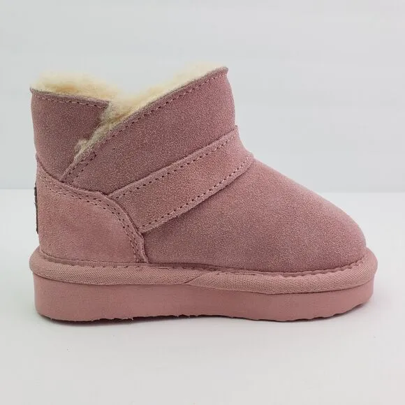 Bearpaw Haley Baby Toddler Girls Size 6 Pink Suede Pull On Wool Blend Boots