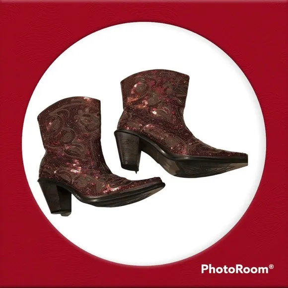 Beautiful Helen’s Heart Bronze Sq Cowgirl Boots S7