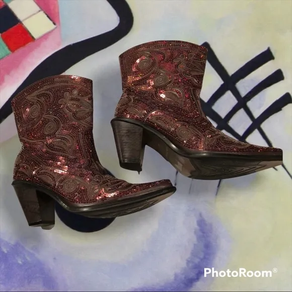 Beautiful Helen’s Heart Bronze Sq Cowgirl Boots S7