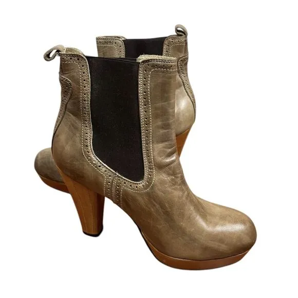 Bed Stu Brahmin Chelsea Pull On Heeled Boots Brown Leather Booties Size 11