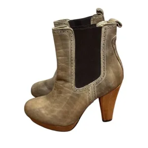 Bed Stu Brahmin Chelsea Pull On Heeled Boots Brown Leather Booties Size 11