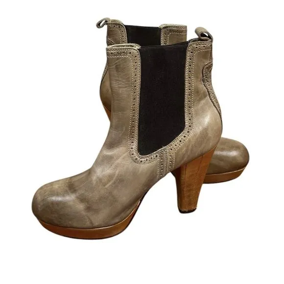 Bed Stu Brahmin Chelsea Pull On Heeled Boots Brown Leather Booties Size 11
