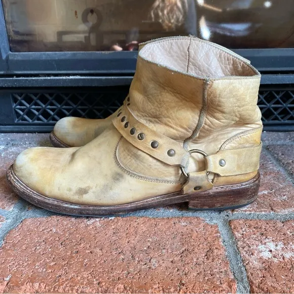 Bed Stu Exeter Leather Harness Boots Tan Leather SZ 10