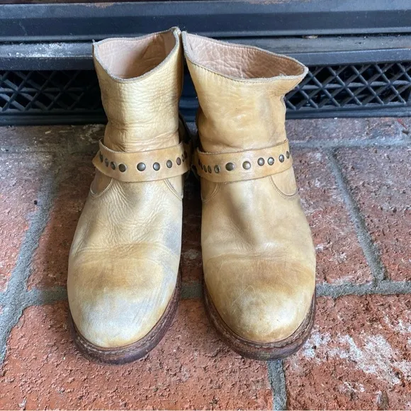 Bed Stu Exeter Leather Harness Boots Tan Leather SZ 10