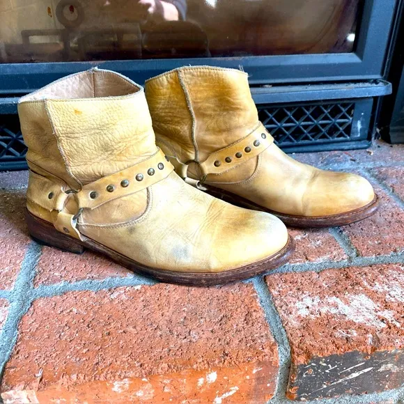 Bed Stu Exeter Leather Harness Boots Tan Leather SZ 10