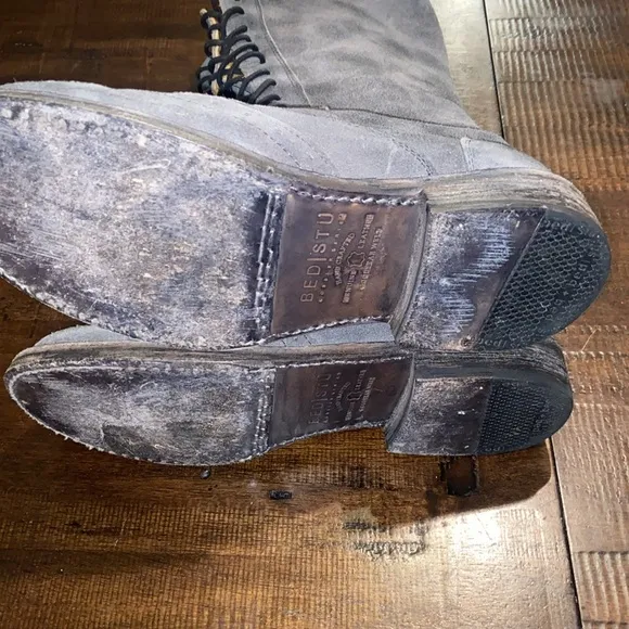 BED STU Goodyear Welt Gray Distressed Leather Lace Up Boots Women’s size 10