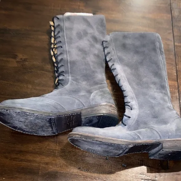 BED STU Goodyear Welt Gray Distressed Leather Lace Up Boots Women’s size 10