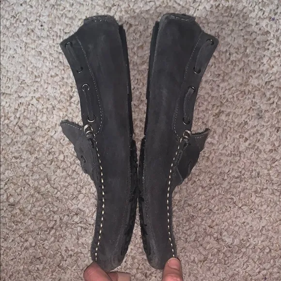BED|STU Gray Loafers with Soft Suede and Moccasin Toe