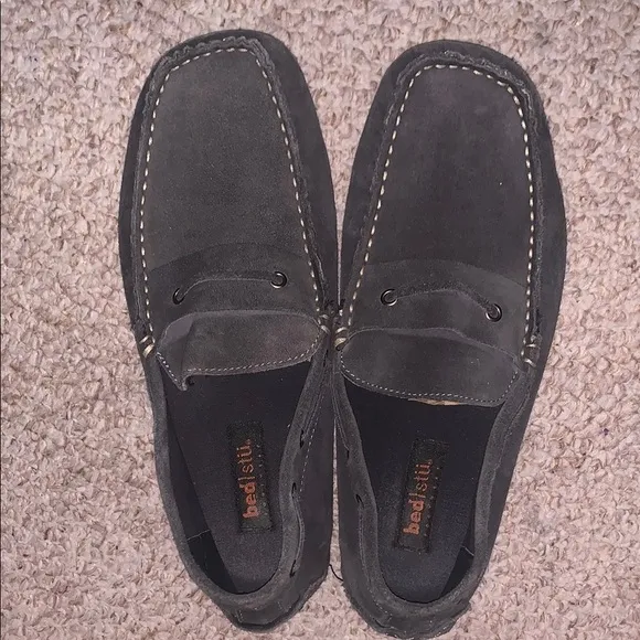 BED|STU Gray Loafers with Soft Suede and Moccasin Toe