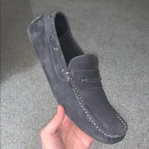 BED|STU Gray Loafers with Soft Suede and Moccasin Toe