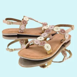 Bed/STU Sandals Size 7 Tan Leather Quarrel Flat Sandals Open Toe Boho Vacation