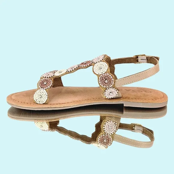 Bed/STU Sandals Size 7 Tan Leather Quarrel Flat Sandals Open Toe Boho Vacation