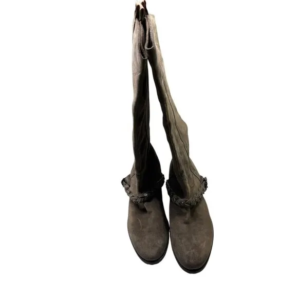 Belle by Sigerson Morrison Gray Brown Taupe Pull On Calf High Boots Size 10