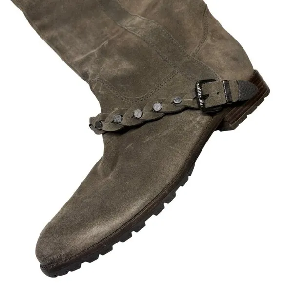 Belle by Sigerson Morrison Gray Brown Taupe Pull On Calf High Boots Size 10