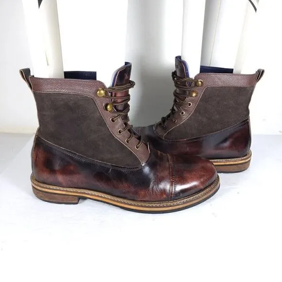 Ben Sherman Men's Rafe US 11 Dark Brown Patent Leather Lace-Up Chukka Boots