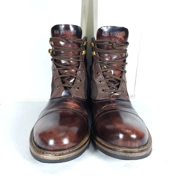 Ben Sherman Men's Rafe US 11 Dark Brown Patent Leather Lace-Up Chukka Boots
