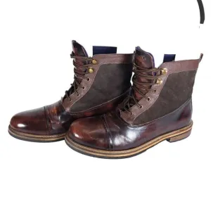 Ben Sherman Men's Rafe US 11 Dark Brown Patent Leather Lace-Up Chukka Boots