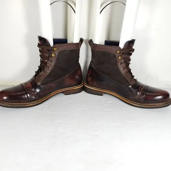 Ben Sherman Men's Rafe US 11 Dark Brown Patent Leather Lace-Up Chukka Boots