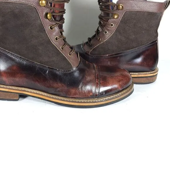 Ben Sherman Men's Rafe US 11 Dark Brown Patent Leather Lace-Up Chukka Boots