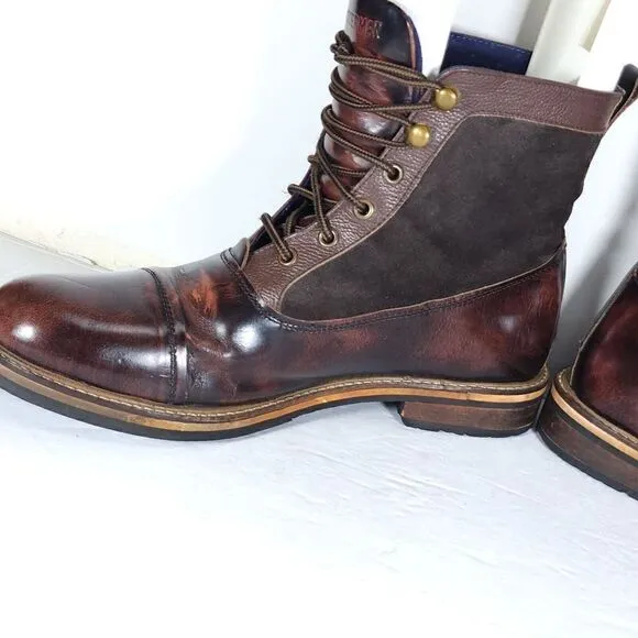 Ben Sherman Men's Rafe US 11 Dark Brown Patent Leather Lace-Up Chukka Boots
