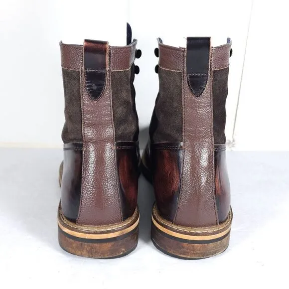 Ben Sherman Men's Rafe US 11 Dark Brown Patent Leather Lace-Up Chukka Boots