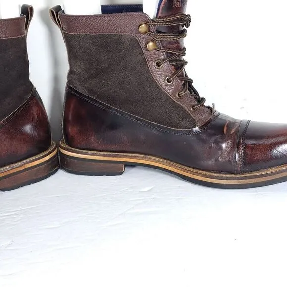Ben Sherman Men's Rafe US 11 Dark Brown Patent Leather Lace-Up Chukka Boots