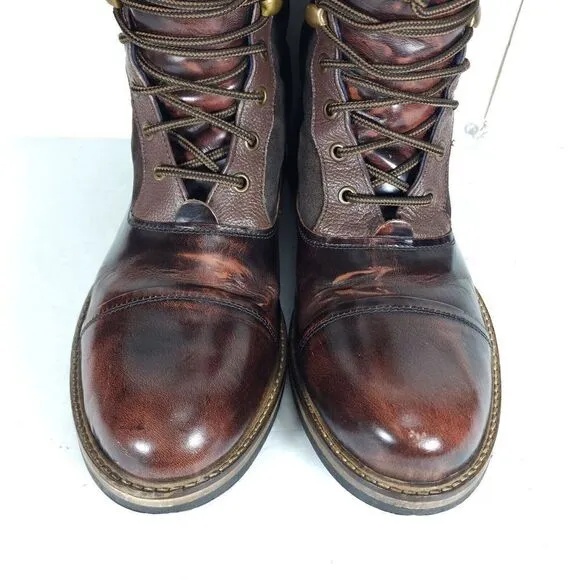 Ben Sherman Men's Rafe US 11 Dark Brown Patent Leather Lace-Up Chukka Boots