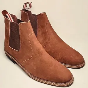 Bernard De Wulf Boots Chelsea Ankle Heel Brown Nubuck Suede Pull-On 43