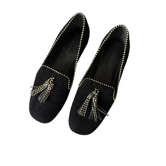 Bernardo Erica Black Suede Patent Leather Trim Loafer Flats Sz 7 1/2 M