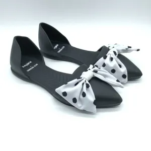 Beth Richards Native Womens D'Orsay Flats Bow Pointed Toe Slip On Rubber Black 9