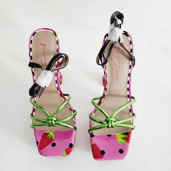 Betsy Johnson Leather Tiky Platform Heel Sandals