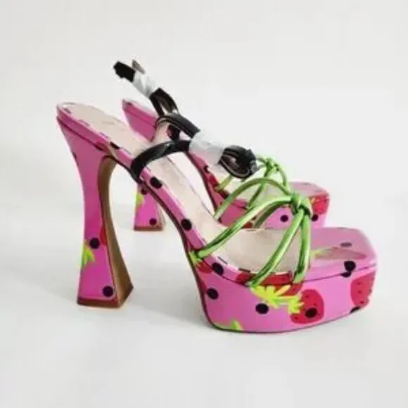 Betsy Johnson Leather Tiky Platform Heel Sandals