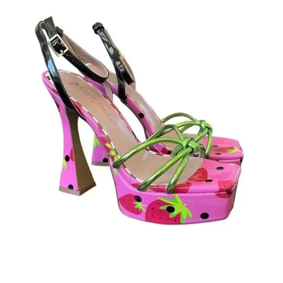 Betsy Johnson Leather Tiky Platform Heel Sandals