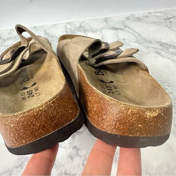 Betula by Birkenstock tan suede leather 2 strap women's mens Arizona sandals