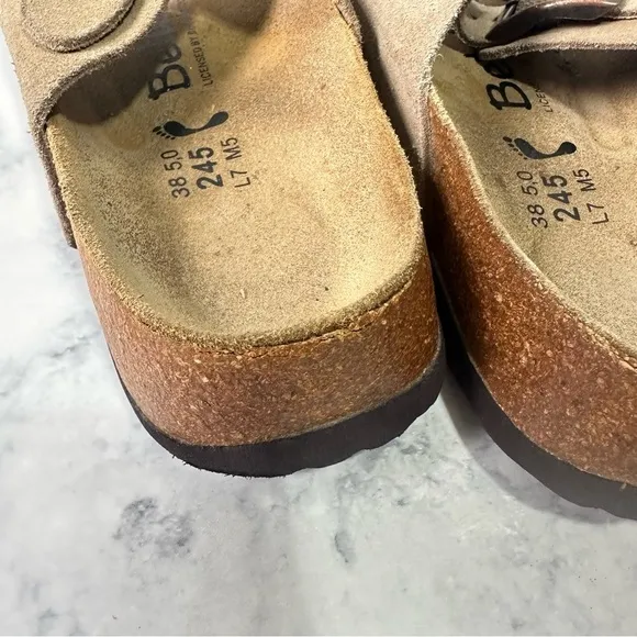 Betula by Birkenstock tan suede leather 2 strap women's mens Arizona sandals