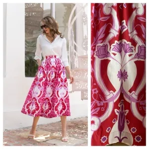 Beyond by Vera Red Purple 1535 Como Rouge Print Anna Midi Skirt
