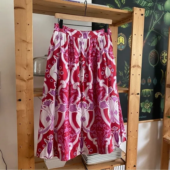 Beyond by Vera Red Purple 1535 Como Rouge Print Anna Midi Skirt