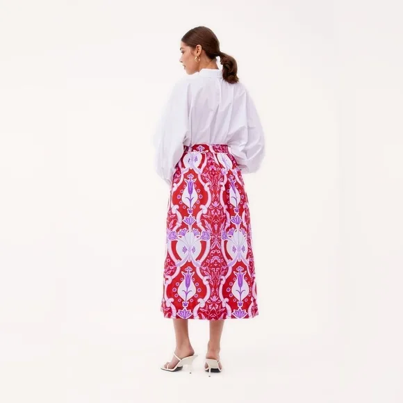 Beyond by Vera Red Purple 1535 Como Rouge Print Anna Midi Skirt