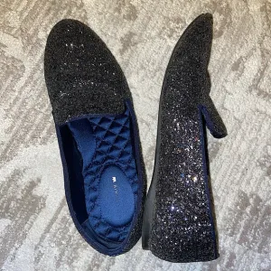 Birdies Blue Sparkle Flats Womens 9 The Starling Shoe in Navy